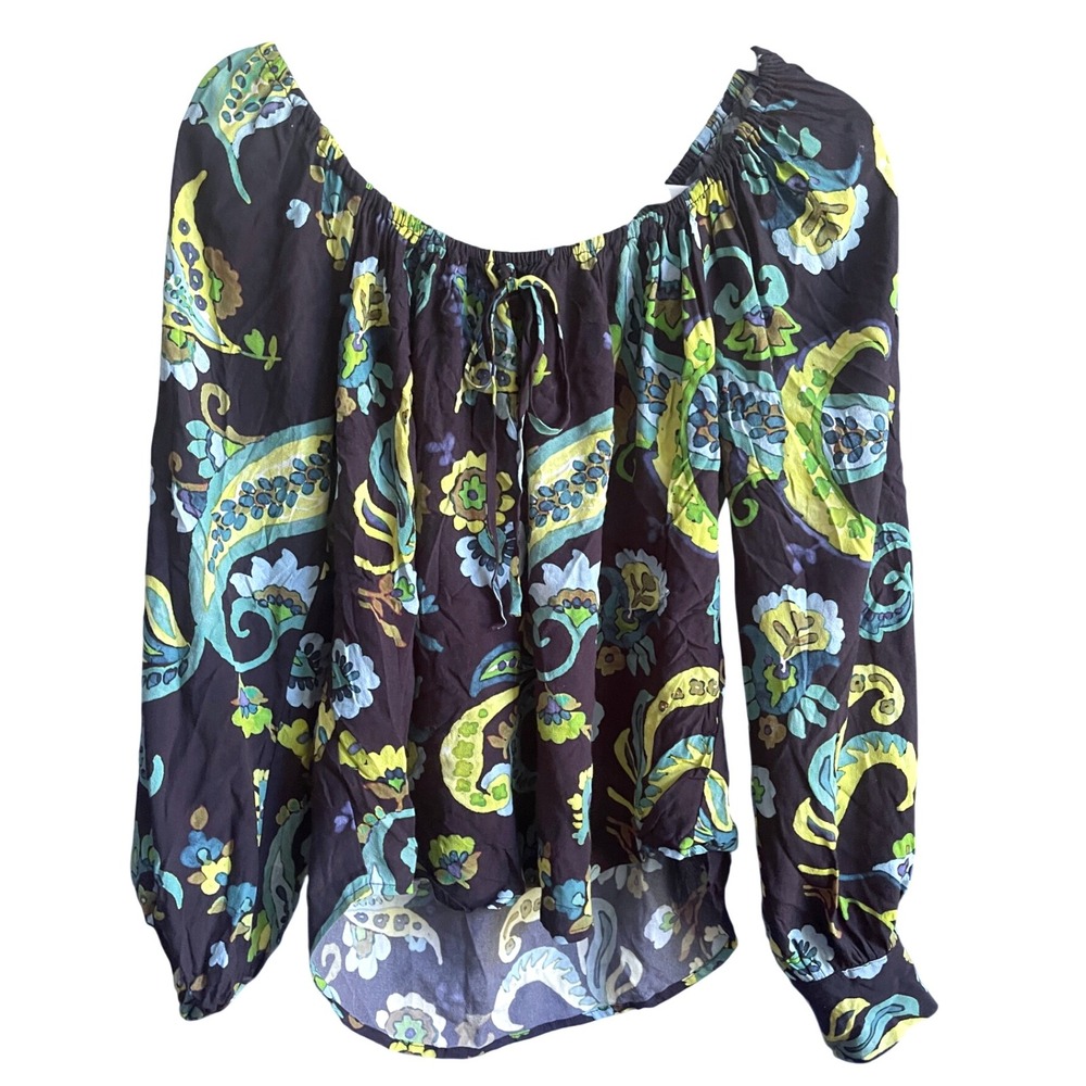 Fifteen Twenty Off Shoulder Black Paisley‎ Long Sleeve Blouse S
